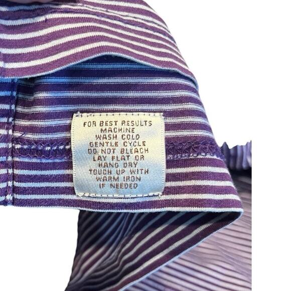 Peter Millar Thistle Golf Club Short Sleeve Shirt Purple White Stripe Large - Picture 4 of 4